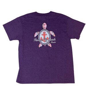 Panama City Beach Sea Turtle T-Shirt Purple Size L Anchor Graphic Florida Tee